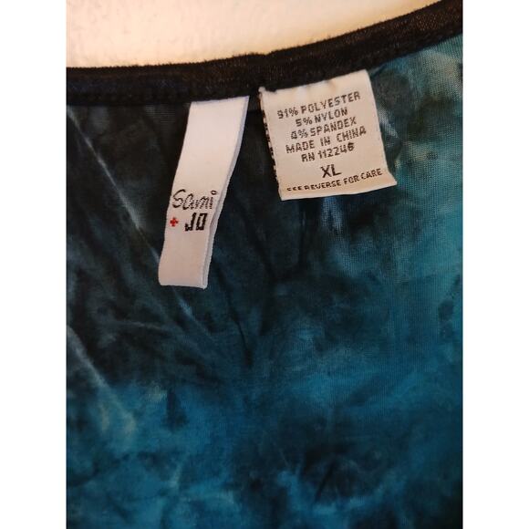 Sami & JO Babydoll Stretch Top Women's XL Blue Black Whimsigoth Fairy Goth Dark - Picture 10 of 12